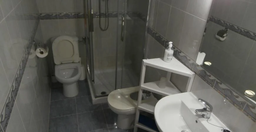 Baño con lavabo y sanitarios