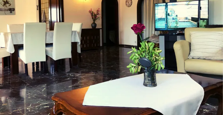 Interior del salón con mobiliario
